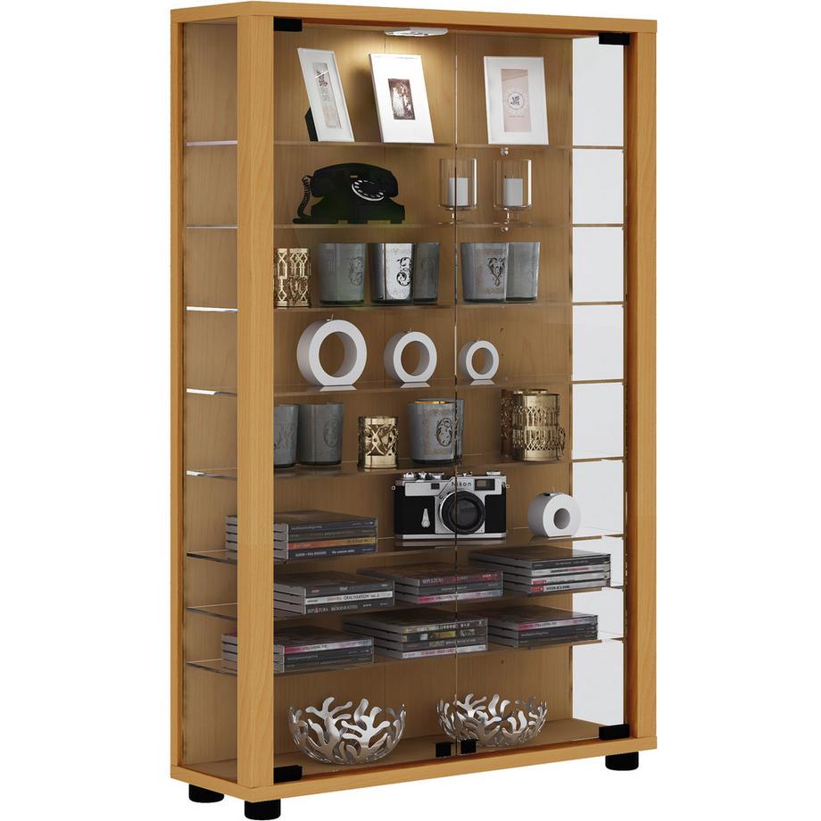 VCM Holz Glas Vitrine Sammelvitrine Glasvitrine Schaukasten Standvitrine Lumo Mini - ohne Beleuchtung  