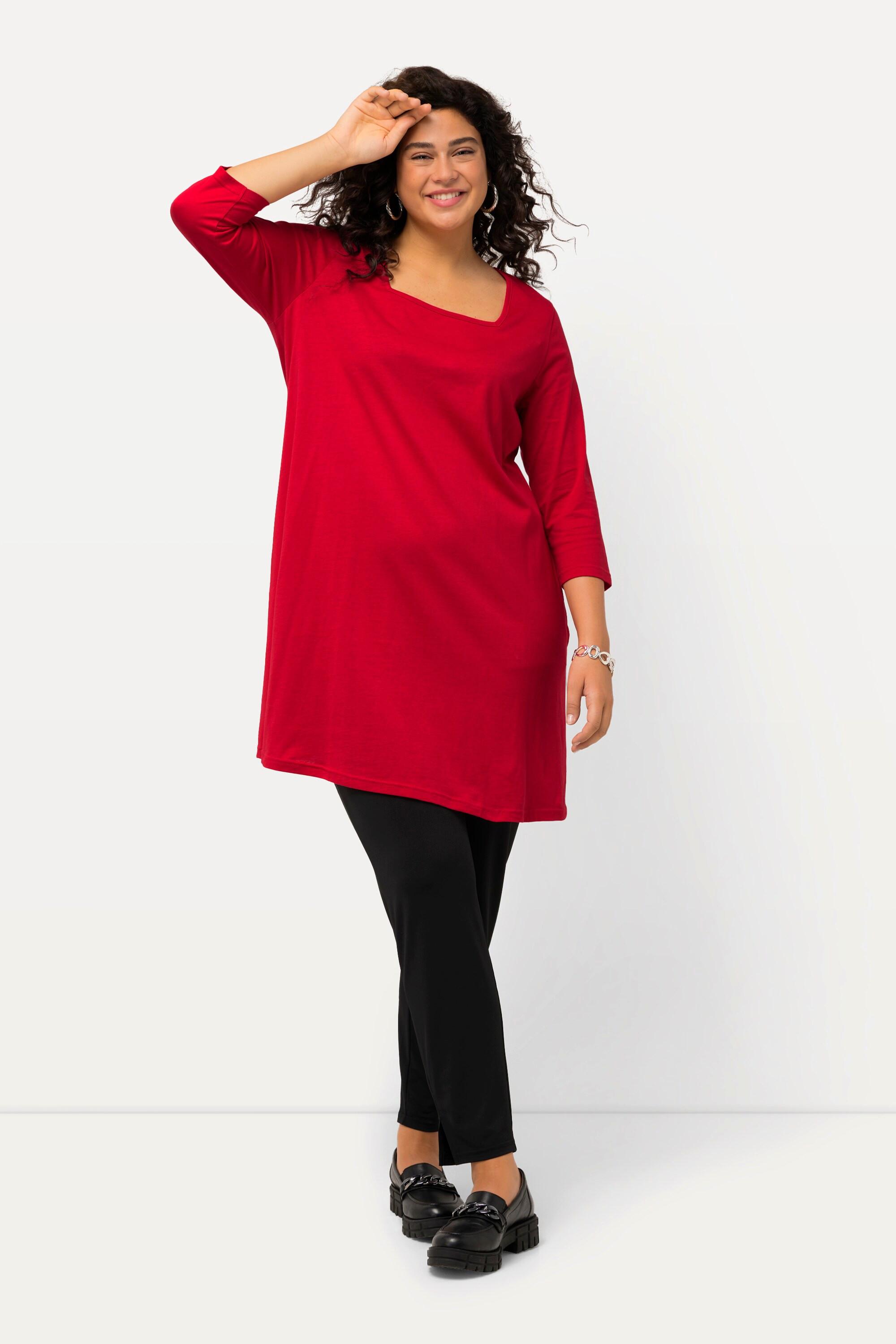 Ulla Popken  Longshirt, A-Linie, Carree-Ausschnitt, 3/4-Arm 