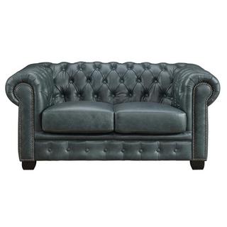 Vente-unique Chesterfield Ledersofa 2-Sitzer - Büffelleder - Graugrün - BRENTON  