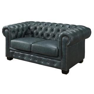 Vente-unique Chesterfield Ledersofa 2-Sitzer - Büffelleder - Graugrün - BRENTON  