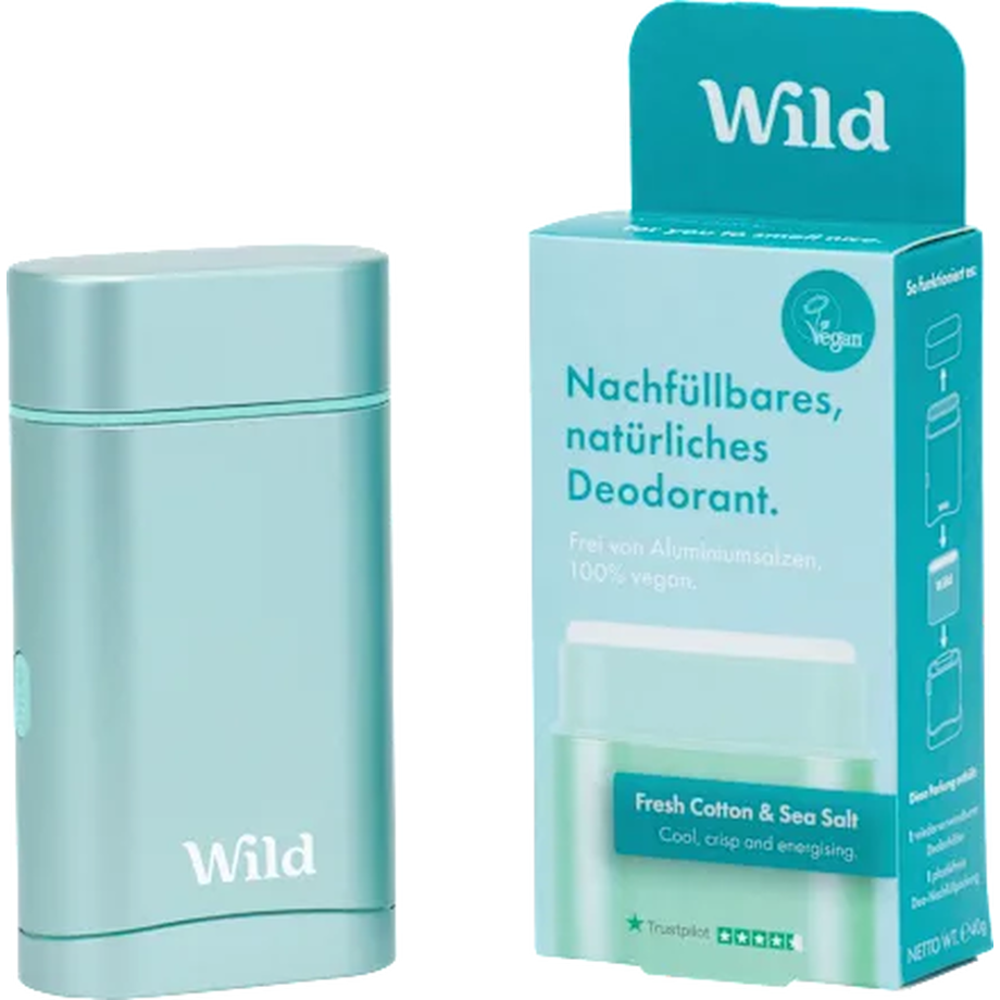Wild  Deodorant Starter-Set inkl. Case und Refill Fresh Cotton & Sea Salt 