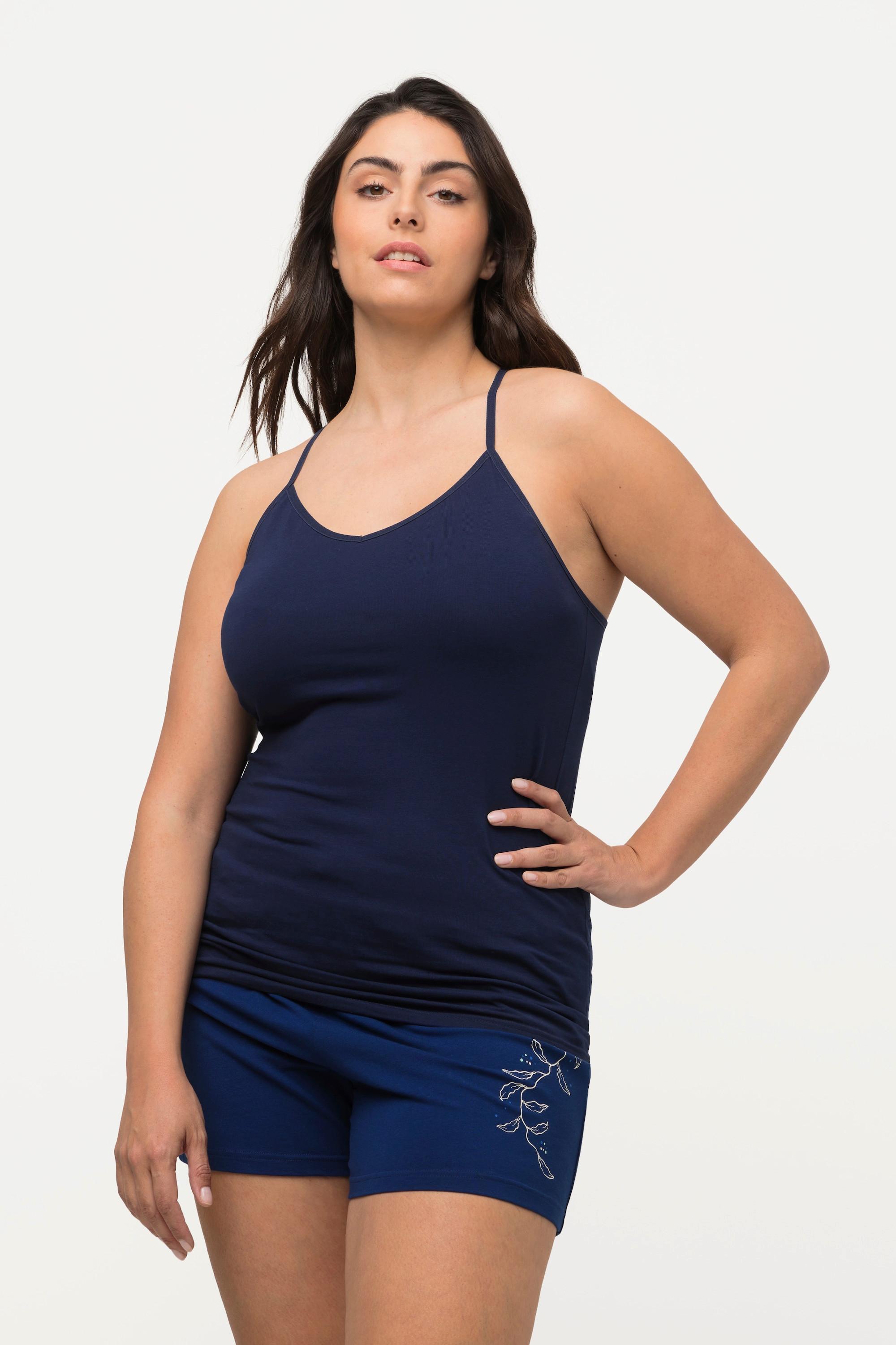 Ulla Popken Maillot de corps Slim Fit Dentelle Dos Nageur Col V  