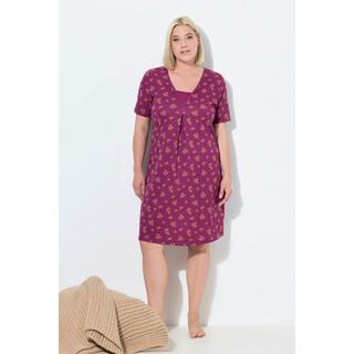 Ulla Popken Camicia da notte Righe Fiori Scollo a V Mezze Maniche  