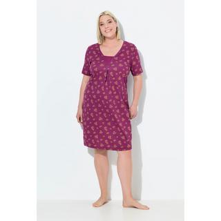 Ulla Popken Camicia da notte Righe Fiori Scollo a V Mezze Maniche  