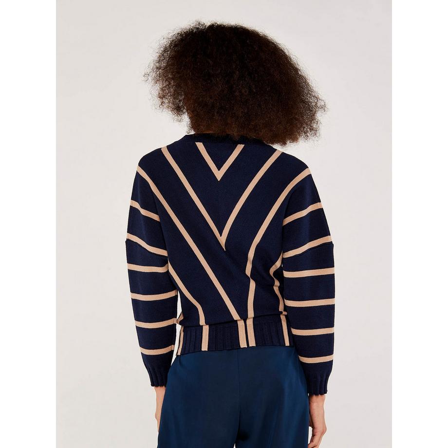 APRICOT Chevron Streifen V-Ausschnitt Strickpullover  