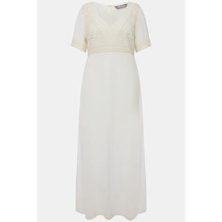 Ulla Popken  Robe de mariage, broderie en perles, col en V, manches mi-longues 