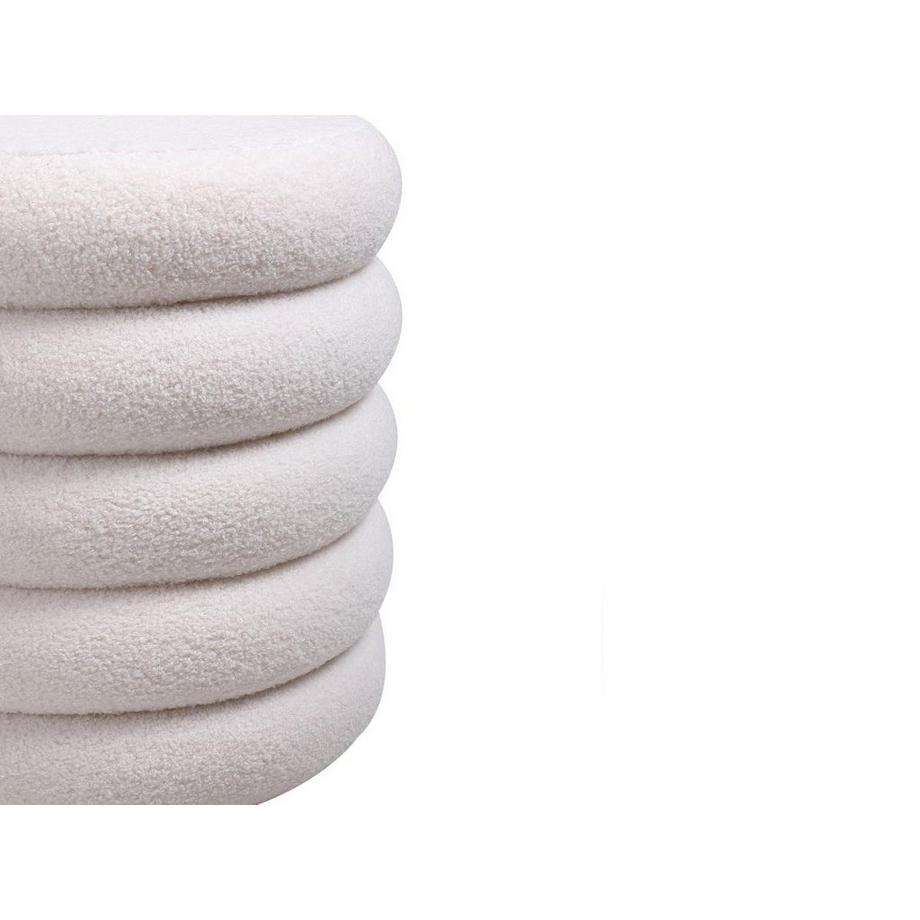 Vente-unique Pouf in Tessuto bouclette Panna - ECAMBI  