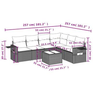 VidaXL set divano da giardino Polirattan  