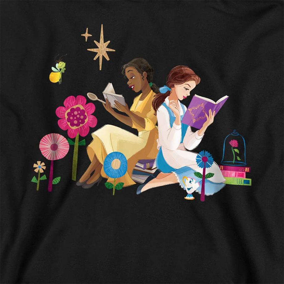 Disney PRINCESS  Sweat À Capuche Motif Tiana Et Belle Love To Read 