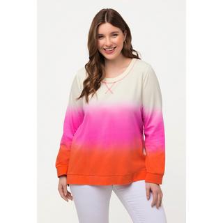 Ulla Popken  Sweat-shirt Classic avec rayures batik. Col rond et manches longues. 