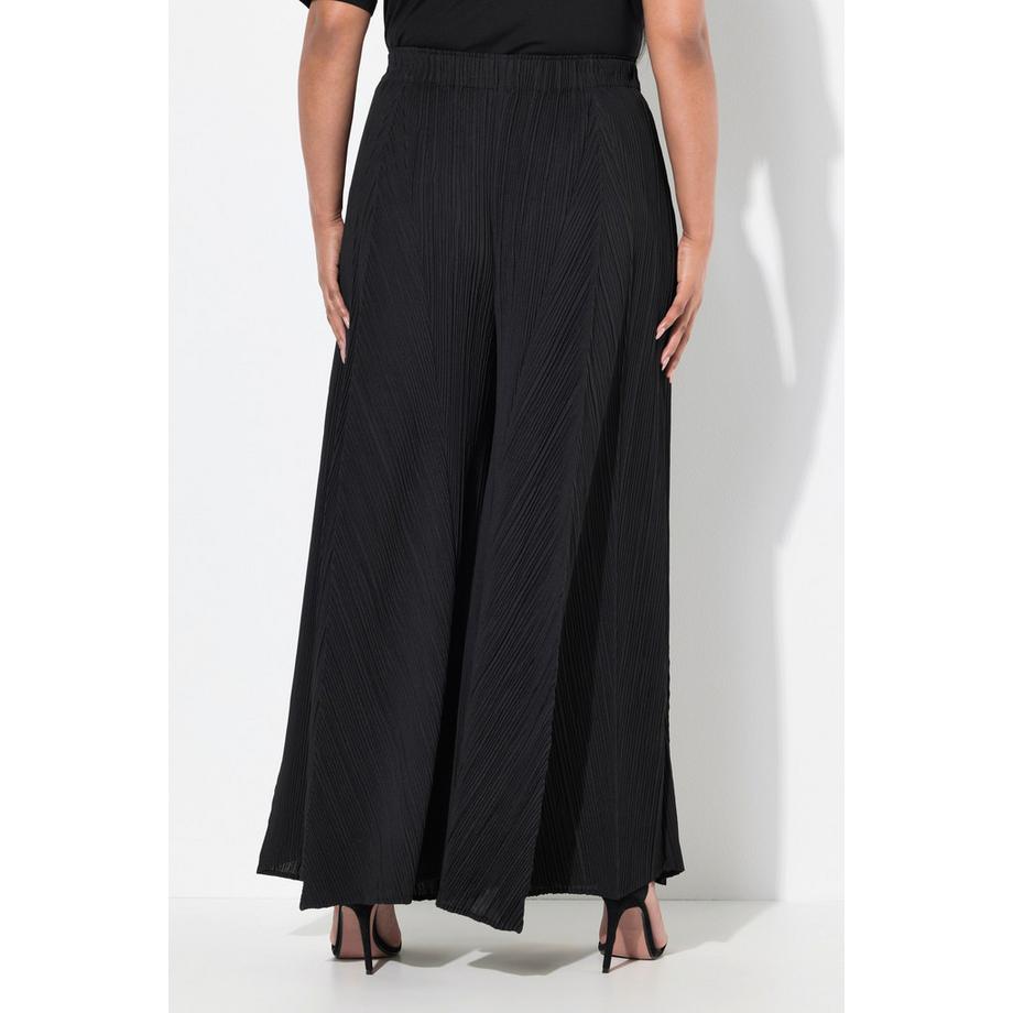 Ulla Popken Plissee Hose Weites Bein Elastikbund  