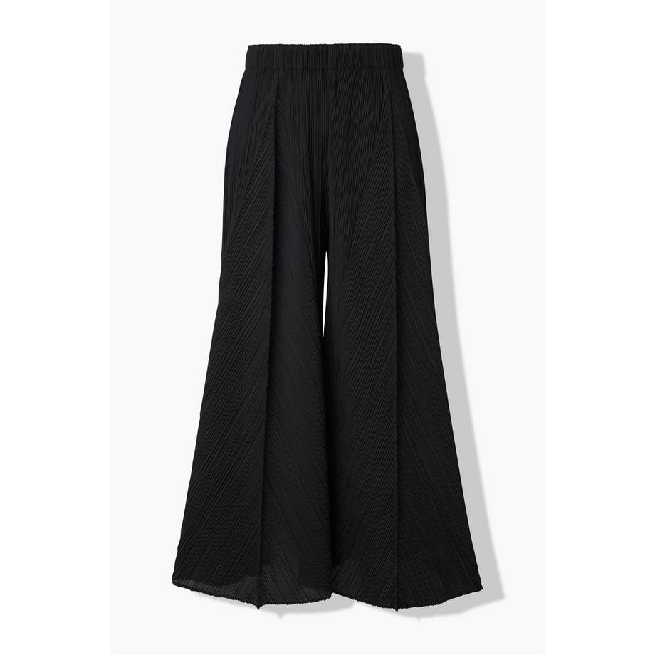 Ulla Popken Plissee Hose Weites Bein Elastikbund  