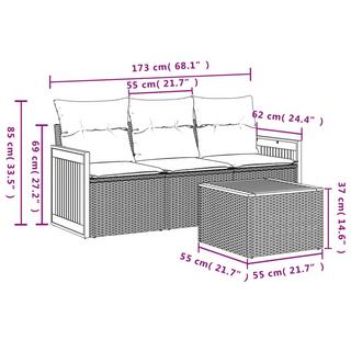 VidaXL set divano da giardino Polirattan  