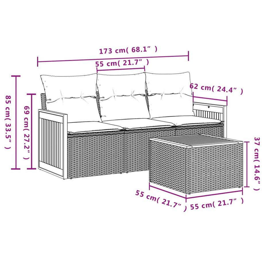 VidaXL Ensemble de canapés de jardin rotin synthétique  