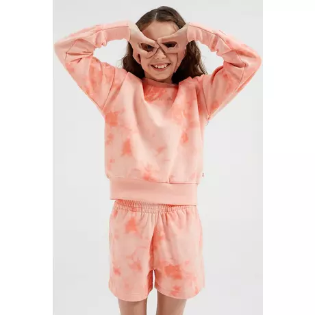 WE Fashion Mädchen-Sweatshirt mit Batikmuster und Stickerei  Pink