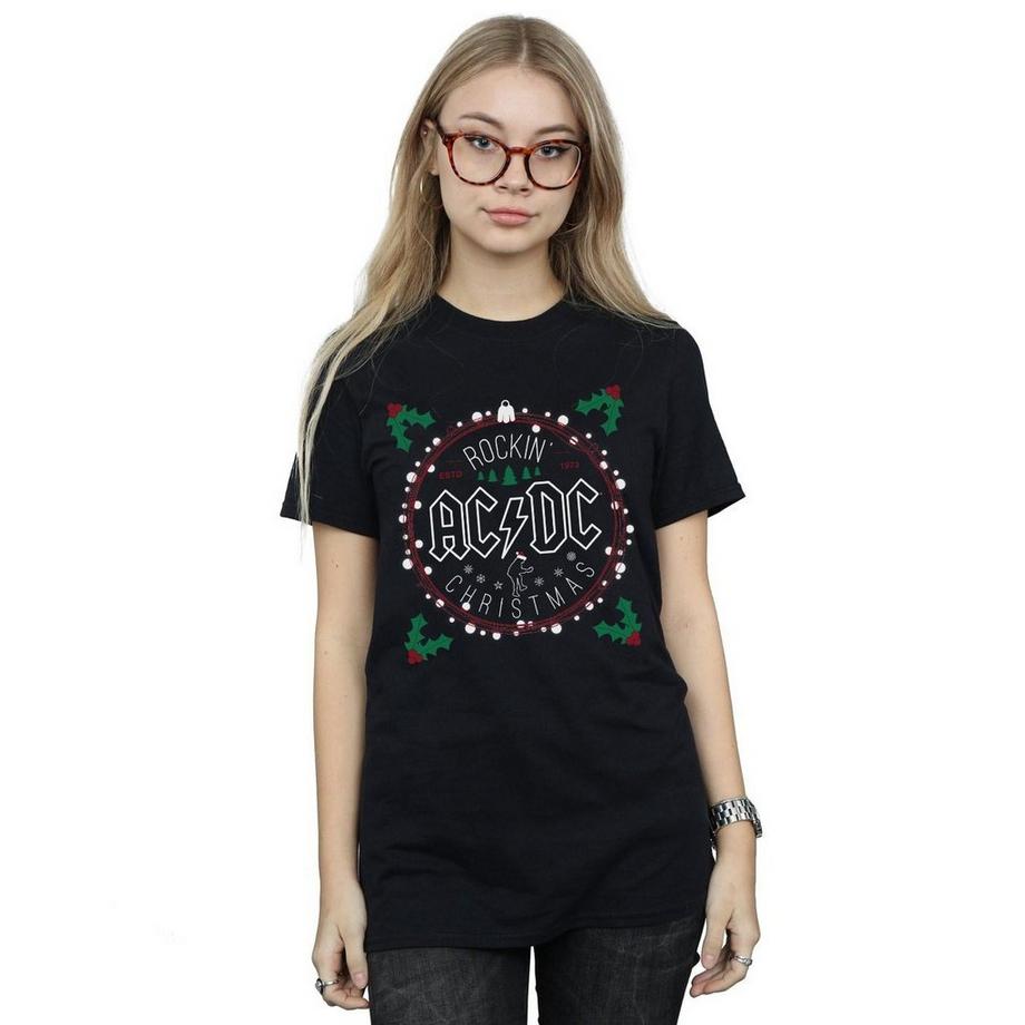 AC/DC ACDC Rockin Christmas T-Shirt Vestibilità Rilassata  