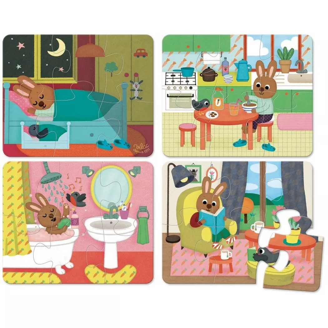 Vilac - Zuhause à 6 Teile, 4 kleine Puzzle, Multicolor