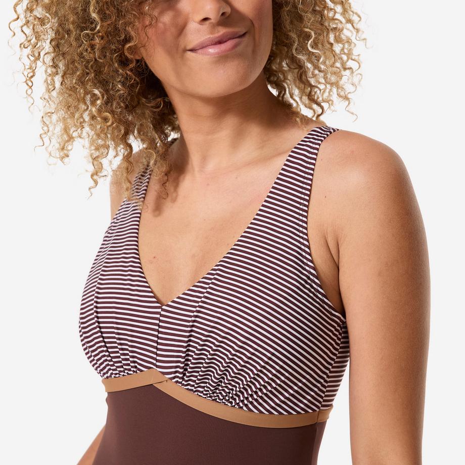 DECATHLON  Maillot de bain 1 pièce natation loisirs aquagym femme, Rosy Marron 
