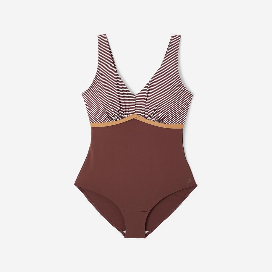 DECATHLON  Maillot de bain 1 pièce natation loisirs aquagym femme, Rosy Marron 