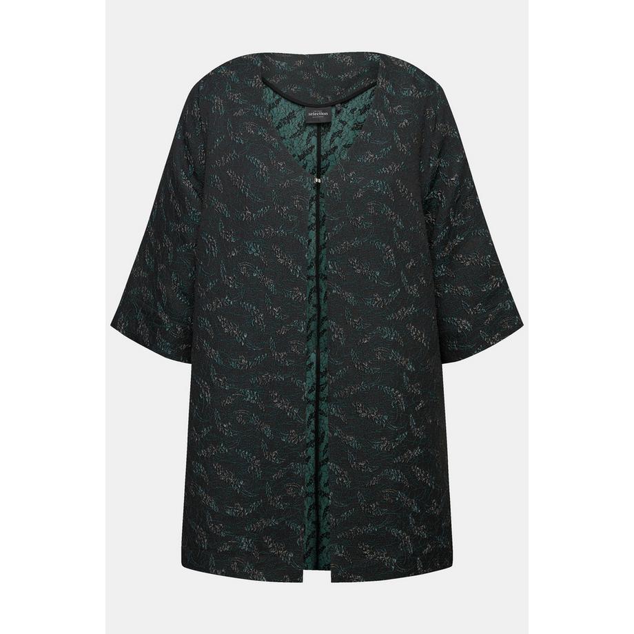 Ulla Popken Giacca di Jersey Motivo Grafico Scollo a V Maniche 3/4  