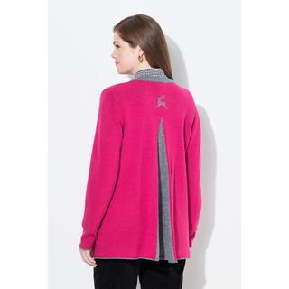 Ulla Popken Long Strickjacke Hirsch-Stickerei A-Linie Rundhals  