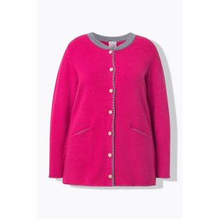 Ulla Popken Long Strickjacke Hirsch-Stickerei A-Linie Rundhals  