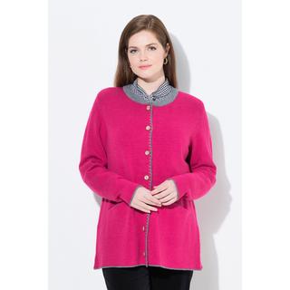 Ulla Popken Long Strickjacke Hirsch-Stickerei A-Linie Rundhals  
