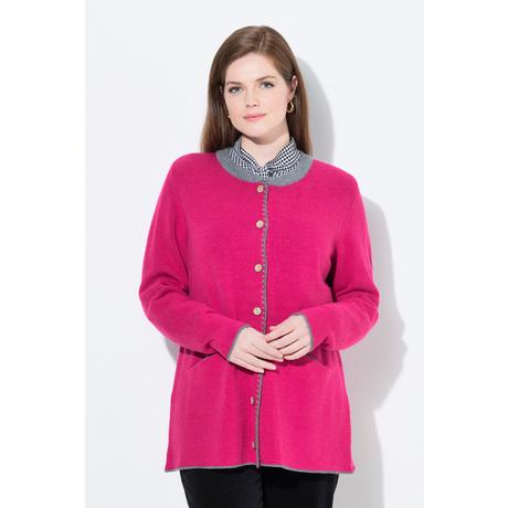 Ulla Popken Long Strickjacke Hirsch-Stickerei A-Linie Rundhals  