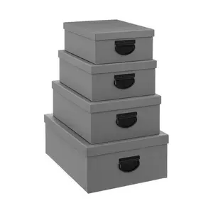4x Aufbewahrungsboxen, verschiedene Größen - Grau