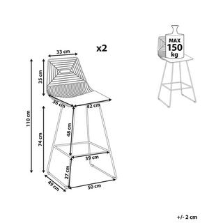 Beliani Lot de 2 chaises de bar en Acier Industriel BISBEE  