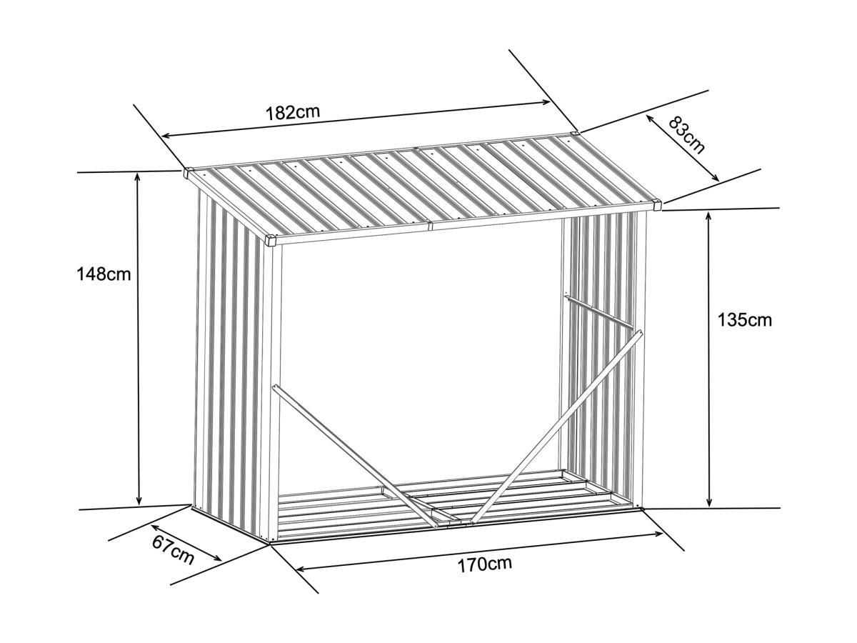 Vente-unique Kaminholzregal - Metall aus verzinktem Stahl - 2,23 m3 - 182 x 83 x 148cm - DERWOOD  