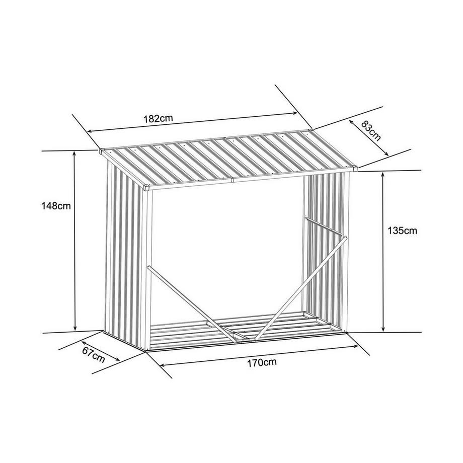 Vente-unique Kaminholzregal - Metall aus verzinktem Stahl - 2,23 m3 - 182 x 83 x 148cm - DERWOOD  