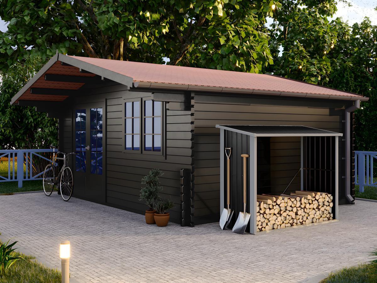 Vente-unique Kaminholzregal - Metall aus verzinktem Stahl - 2,23 m3 - 182 x 83 x 148cm - DERWOOD  