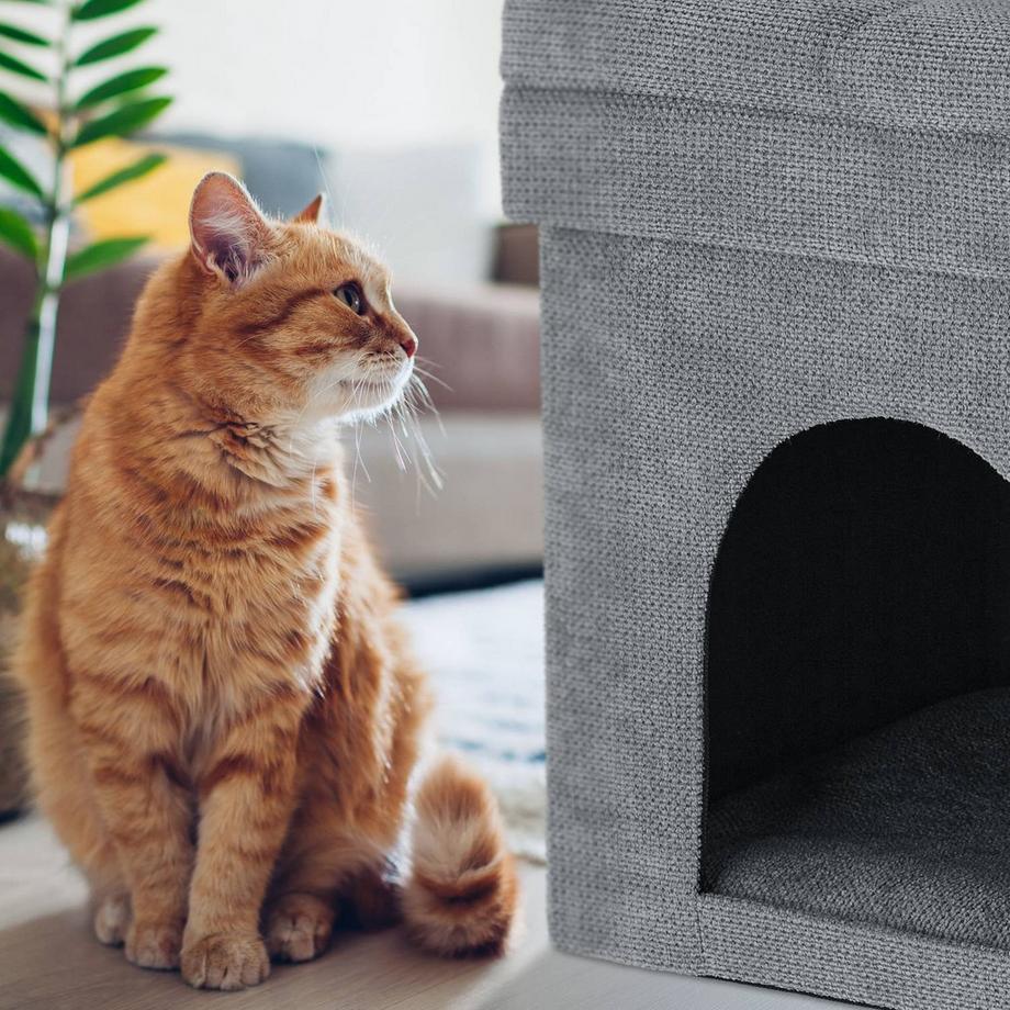 Northix  Sgabello per cuccia per gatti in grigio 