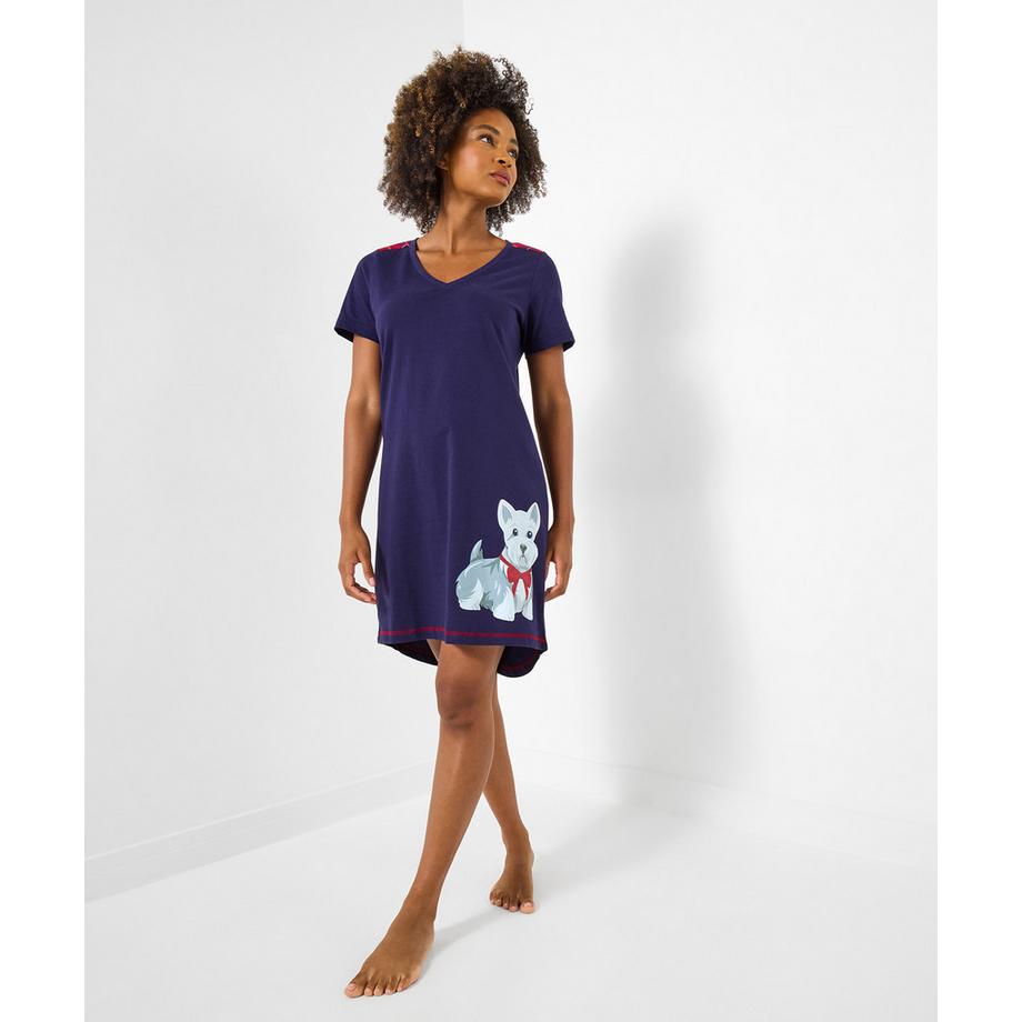 Kariertes Winter-Jersey-Nachthemd