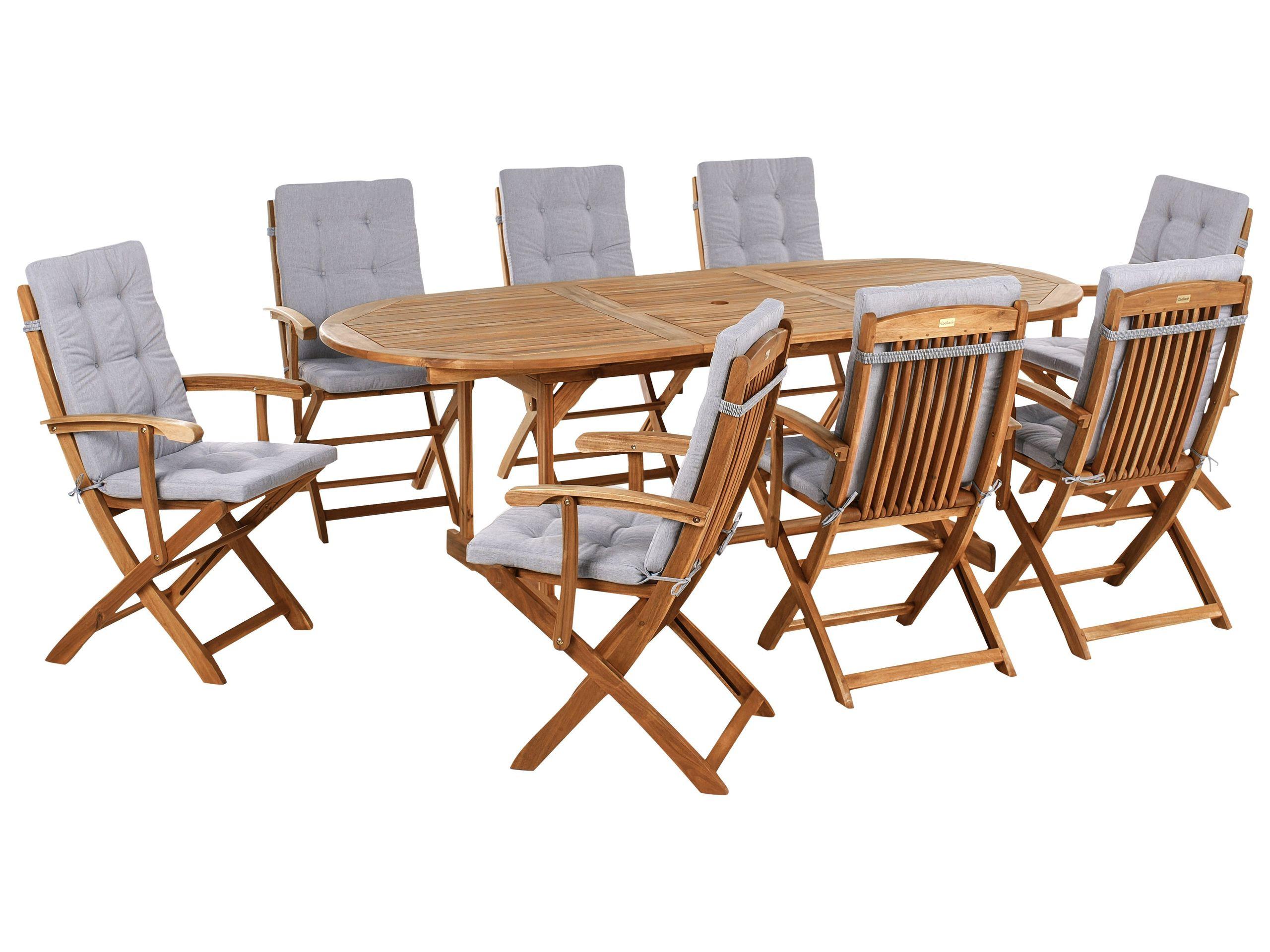 Beliani Salle à manger de jardin avec chaises en Acacia Traditionnel MAUI PREMIUM  