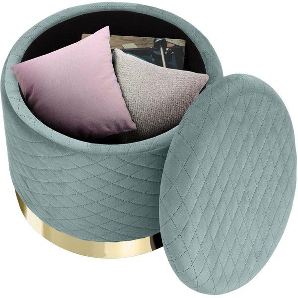 Tectake Pouf coffre de rangement aspect velours COCO matelassé  