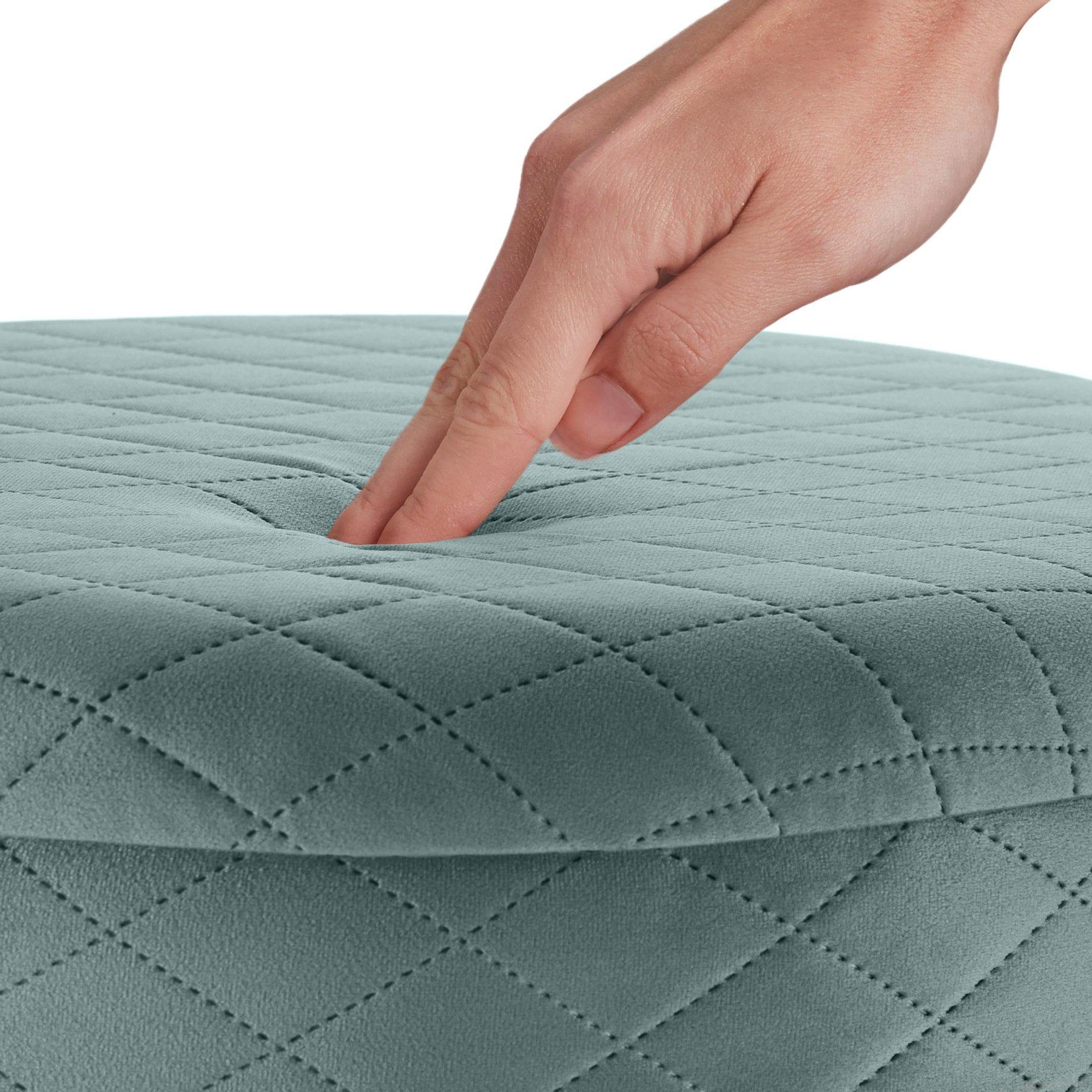 Tectake Pouf coffre de rangement aspect velours COCO matelassé  