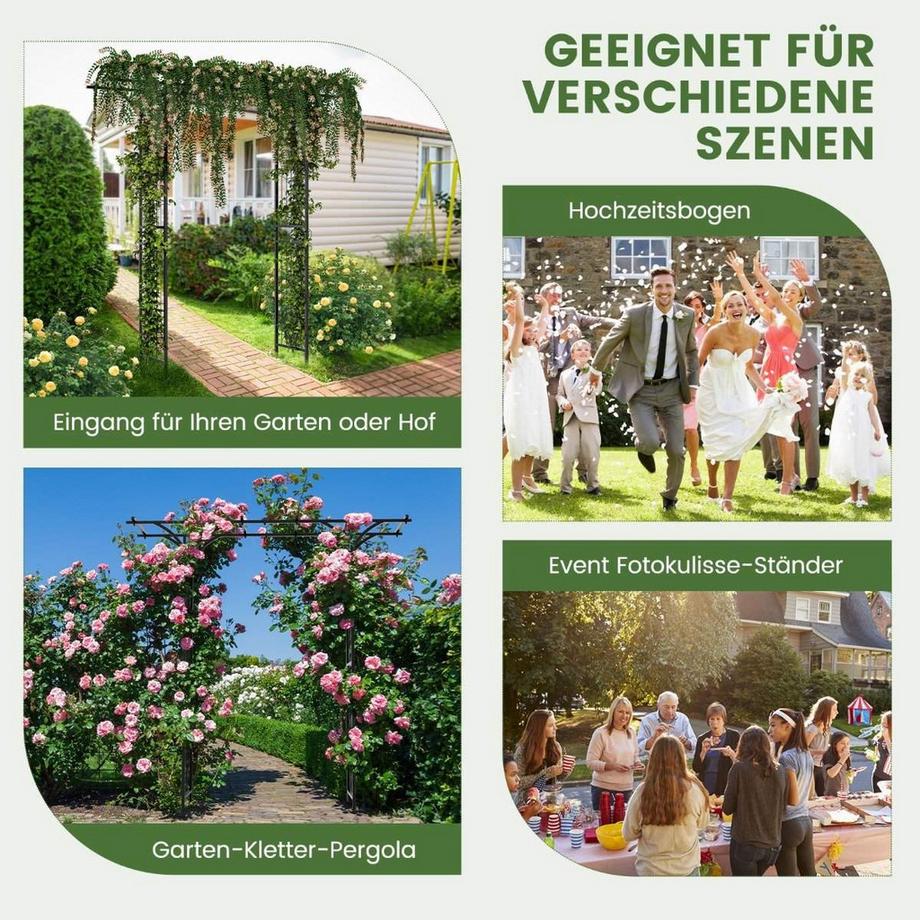 Northix  Arche de jardin en métal pour plantes grimpantes, arche de jardin, 200 x 52 x 206 cm, noir 