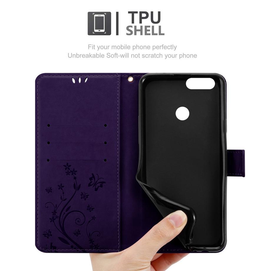 Cadorabo  Hülle für Honor 7X Blumen Design Magnetverschluss 