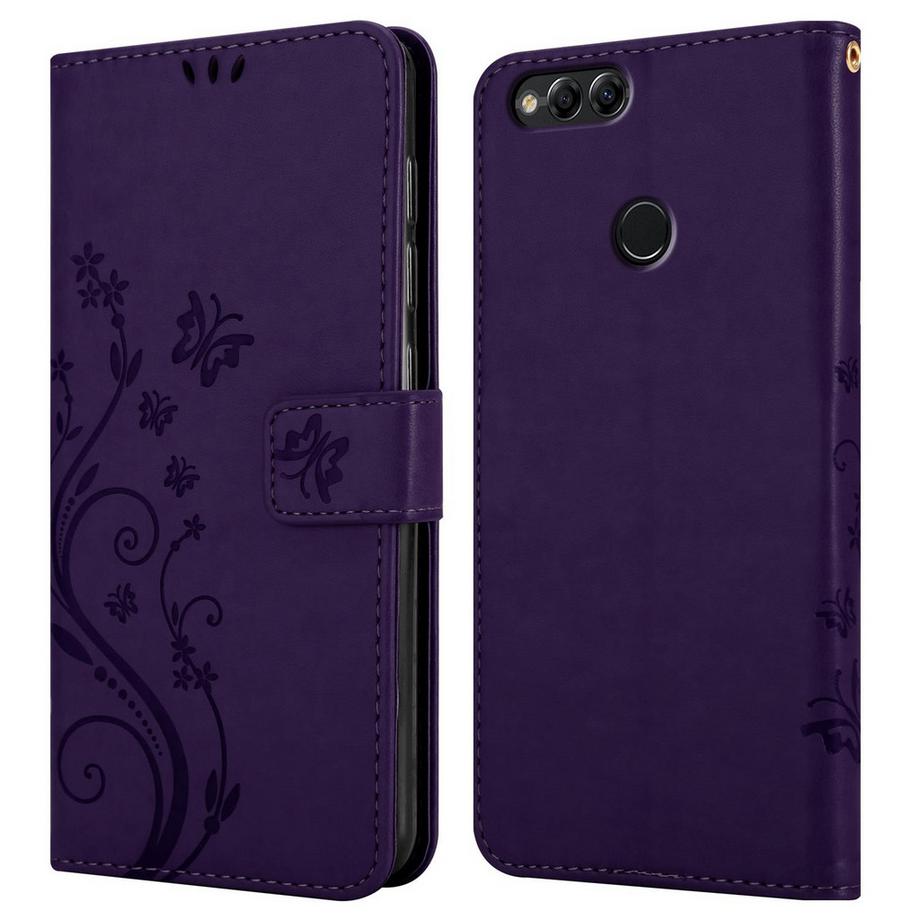 Cadorabo  Hülle für Honor 7X Blumen Design Magnetverschluss 
