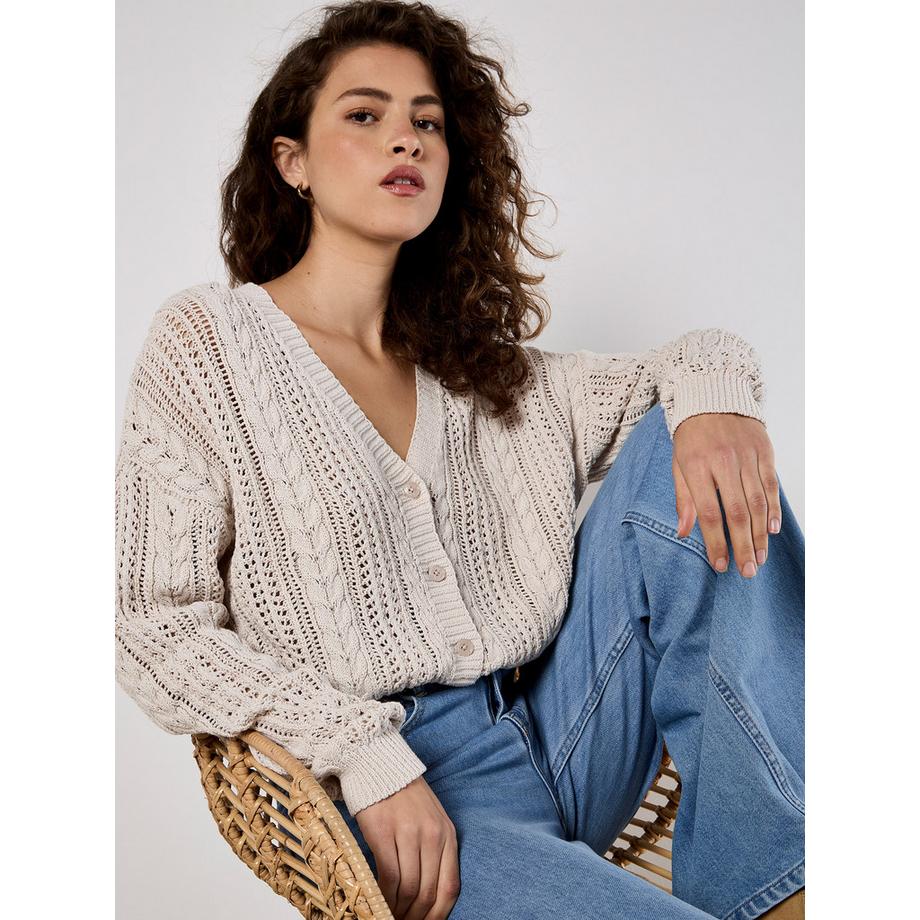 APRICOT Cardigan en crochet avec boutons  