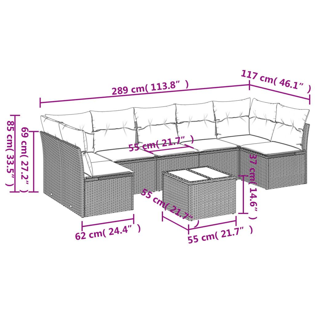 VidaXL set divano da giardino Polirattan  