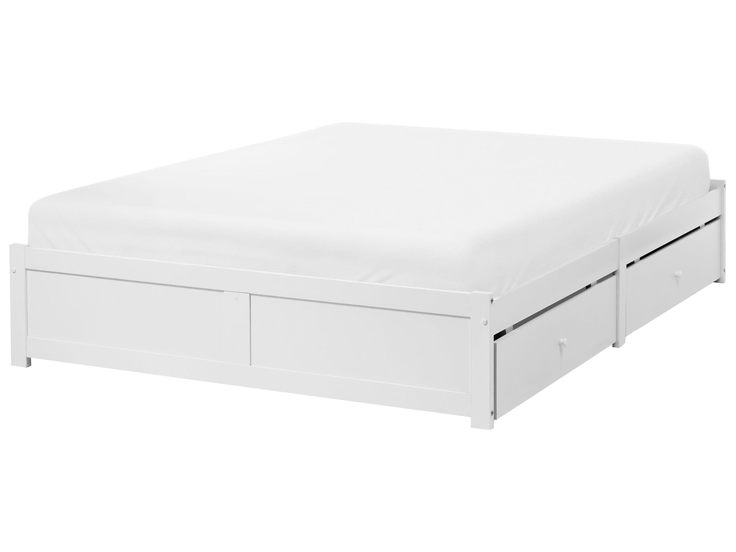 Beliani Bett mit Schubladen ohne Kopfteil aus Sperrholz Skandinavisch BRUX  