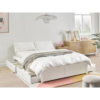 Beliani Bett mit Schubladen ohne Kopfteil aus Sperrholz Skandinavisch BRUX  