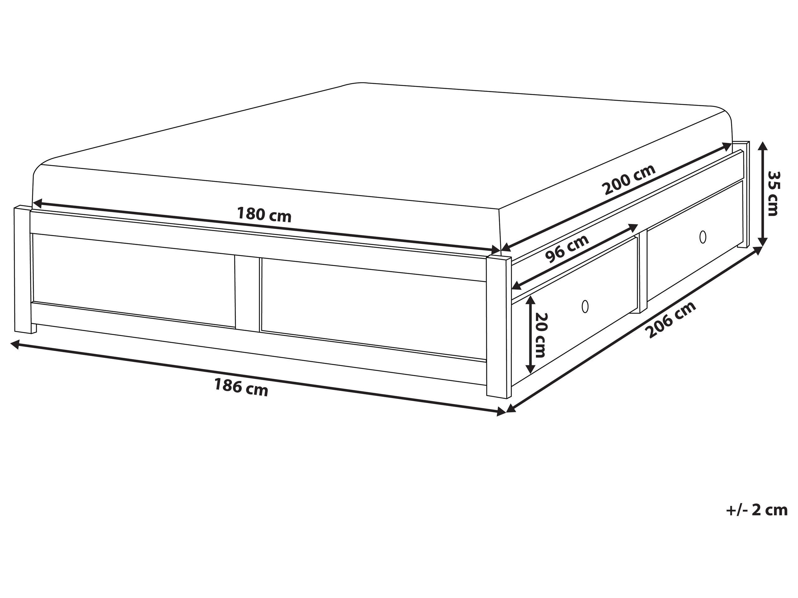 Beliani Bett mit Schubladen ohne Kopfteil aus Sperrholz Skandinavisch BRUX  