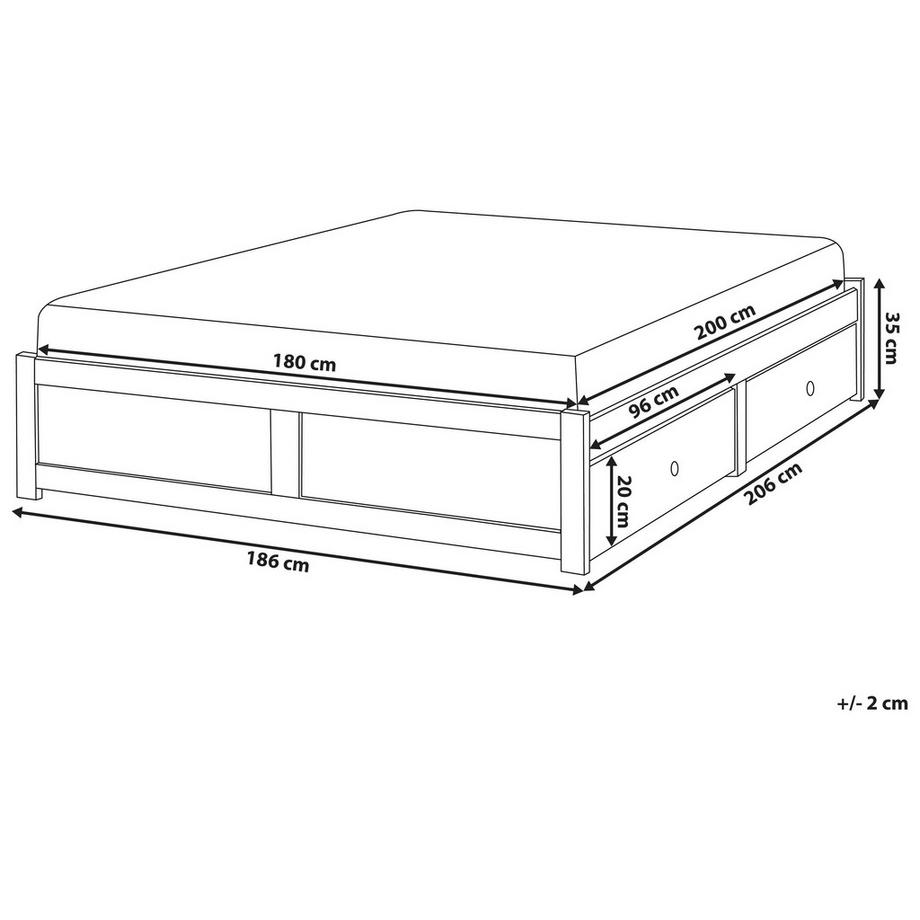 Beliani Letto con cassetti contenitore senza testata en Legno compensato  BRUX  