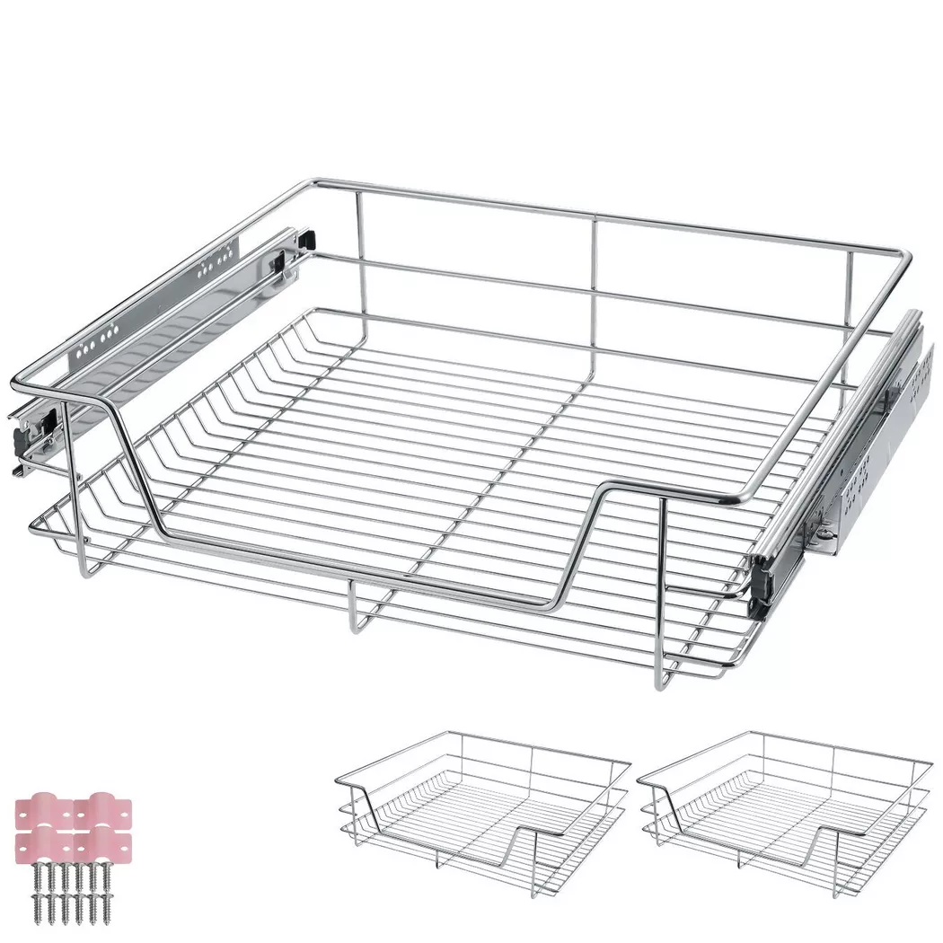 Tectake - Cajones telescópicos para cocina y dormitorio, Bandeja telescópica para armarios, Para armarios de 30 cm, 40 cm, 50 cm o 60 cm de ancho (medida exterior), Fácil montaje, Rieles totalmente