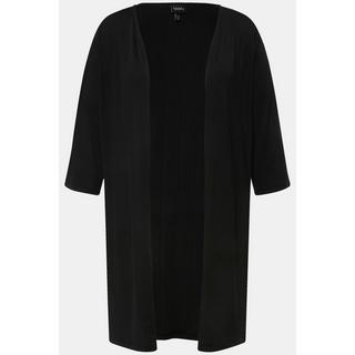 Ulla Popken Giacca lunga aperta in jersey a costine scollo a V  