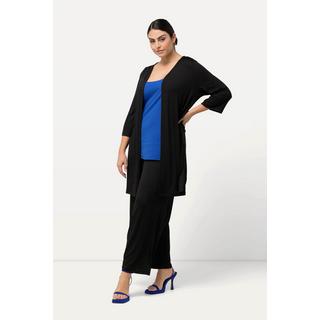 Ulla Popken Giacca lunga aperta in jersey a costine scollo a V  